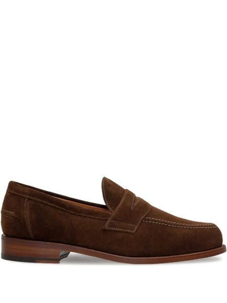  Sanders Aldwych Suede Penny Loafers - Brown 