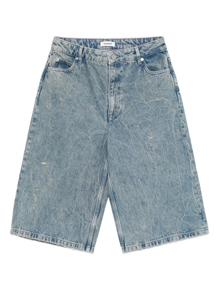  Sandro Acid-wash Denim Shorts - Blue 
