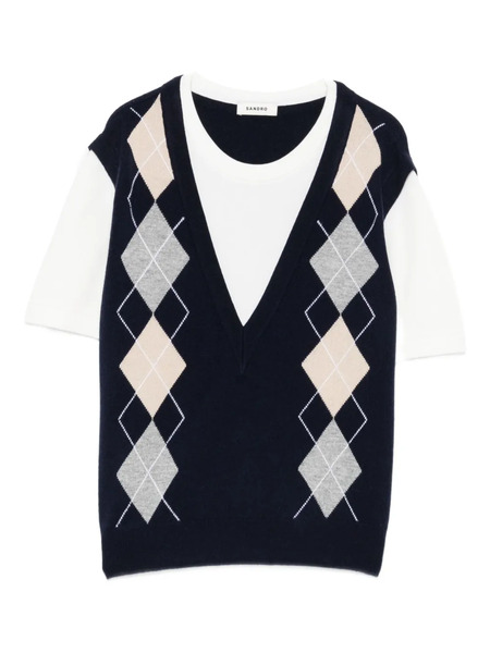  Sandro Argyle Top - Blue 