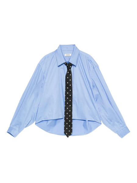  Sandro Asymmetric Crop Shirt - Blue 