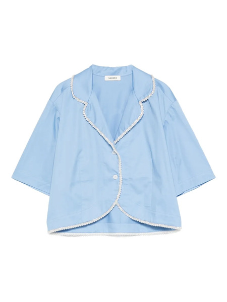  Sandro Beaded Collared Shirt - Blue 