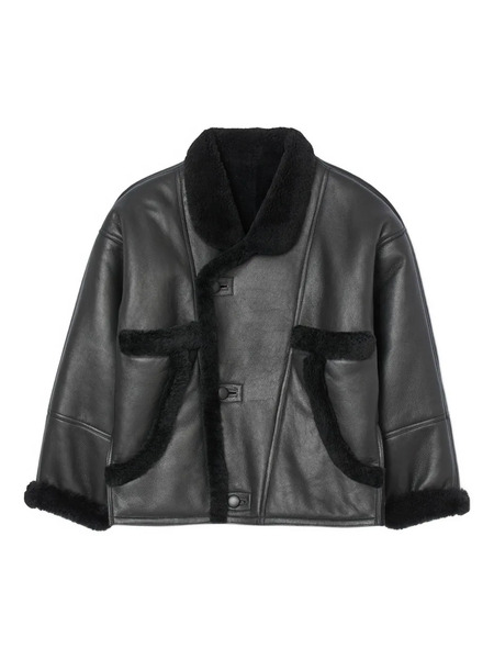  Sandro Black Shearling Coat 