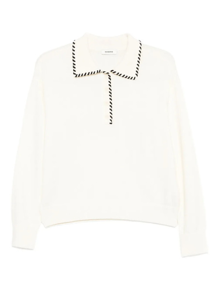  Sandro Braided-trims Polo Top - Neutrals 