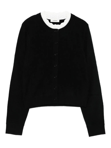  Sandro Buttoned Ruffle-trim Cardigan - Black 