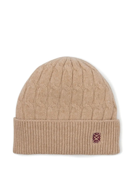  Sandro Cable-knit Embroidered Beanie Hat - Neutrals 