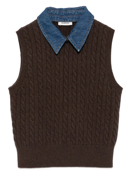  Sandro Cable-knit Vest - Brown 