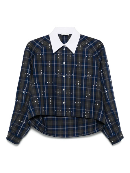  Sandro Checked Cropped Shirt - Blue 