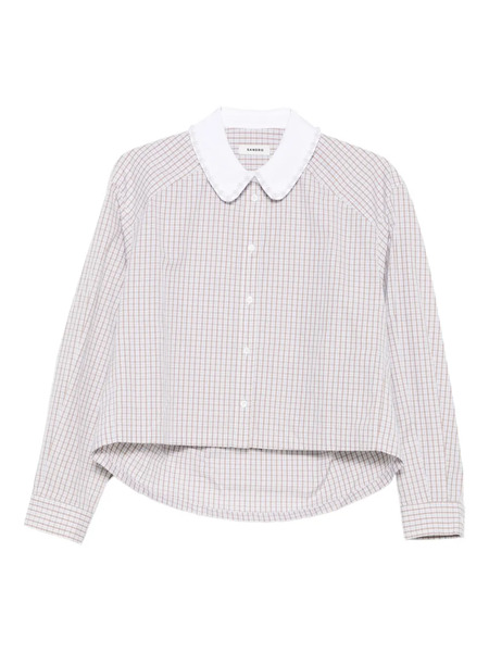  Sandro Checked Peter Pan Collar Shirt - Neutrals 