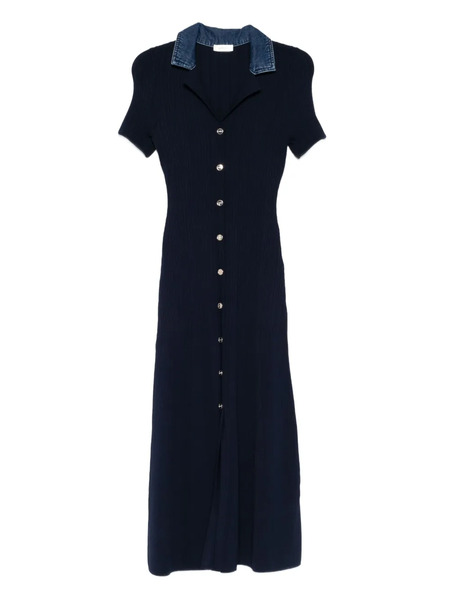  Sandro Collar Knit Dress - Blue 