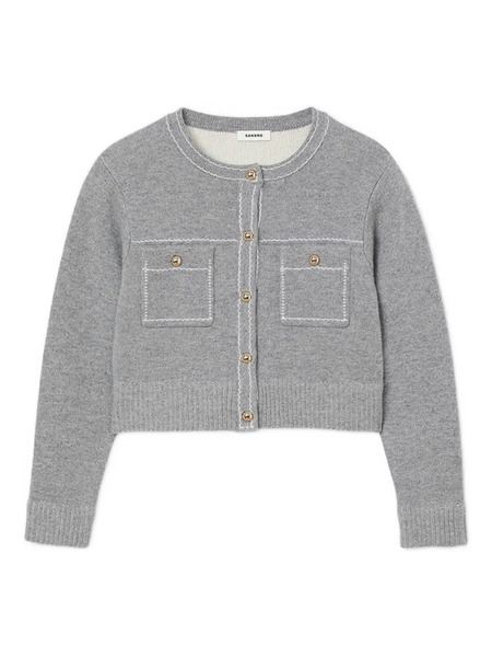  Sandro Contrast-stitching Cardigan - Grey 