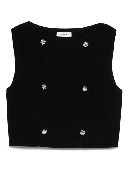  Sandro Crop Knit Vest - Black 