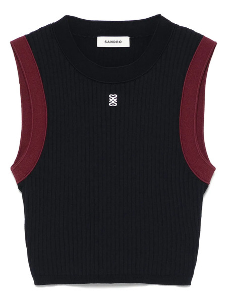  Sandro Cropped Knitted Top - Blue 