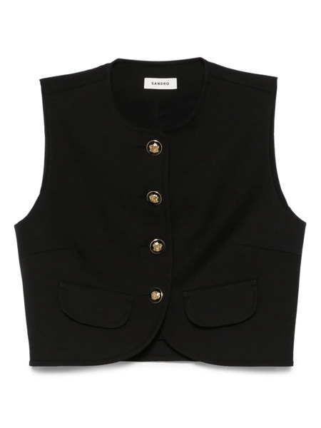  Sandro Cropped Sleeveless Top - Black 