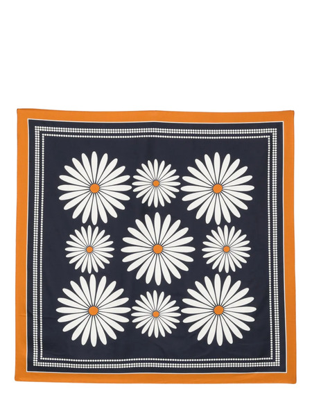  Sandro Daisy-print Silk Scarf - Blue 