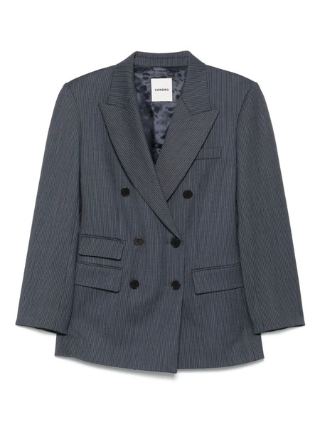  Sandro Double-breasted Striped Blazer - Blue 