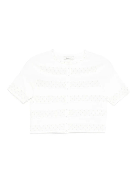  Sandro Embellished Striped Cardigan - Neutrals 