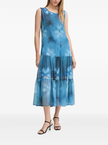  Sandro Ferrone Floral-pattern Tiered Midi Dress - Blue 