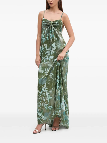  Sandro Ferrone Pleated Tie-front Maxi Dress - Green 