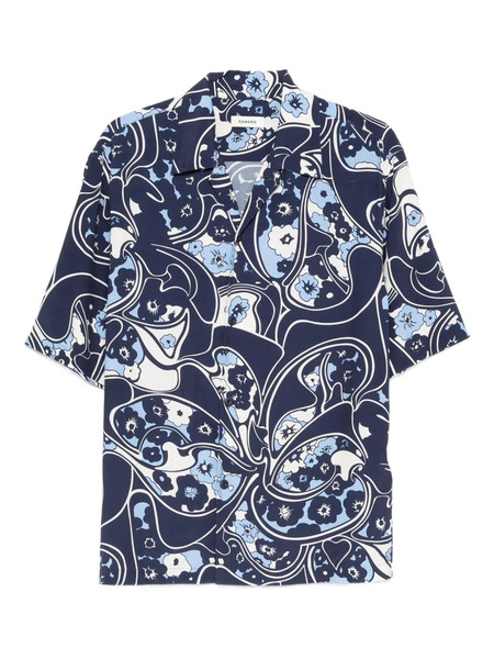  Sandro Floral-pattern Short-sleeves Shirt - Blue 