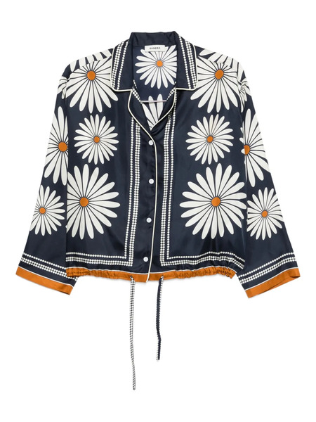  Sandro Floral-print Silk Shirt - Blue 