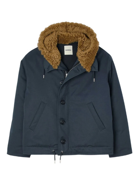  Sandro Fur-trim Button Jacket - Blue 