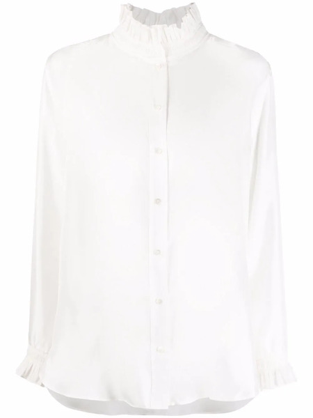  Sandro Gathered-collar Silk Shirt - White 