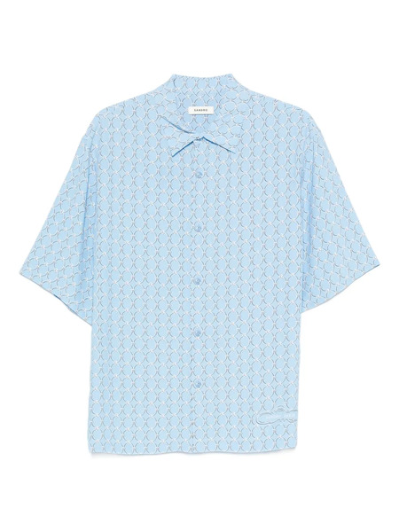  Sandro Geometric-pattern Short-sleeve Shirt - Blue 