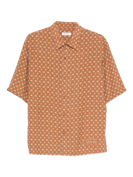  Sandro Geometric-pattern Short-sleeve Shirt - Brown 