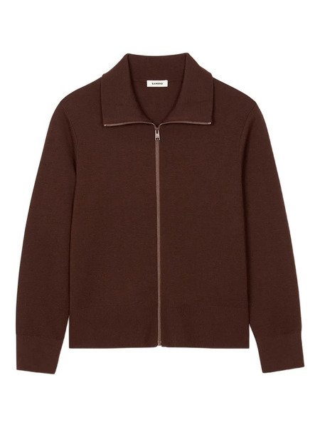  Sandro High-neck Zip-up Cardigan - Brown 