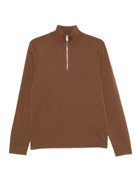  Sandro High-neck Zip-up Sweater - Brown 
