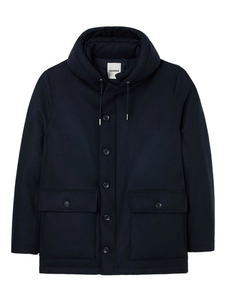  Sandro Hooded Pocket Coat - Blue 