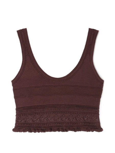  Sandro Lace Crop Top - Brown 