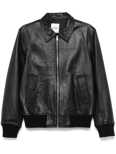  Sandro Leather Jacket - Black 