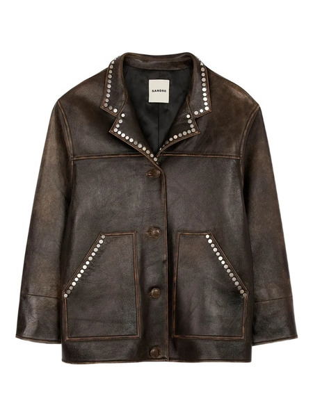  Sandro Leather Jacket - Brown 