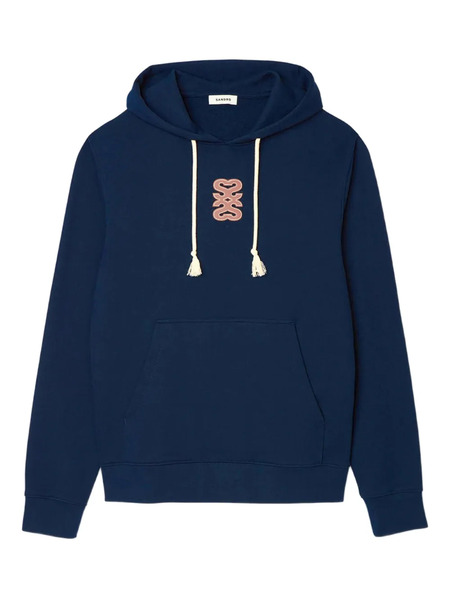  Sandro Leather-patch Hoodie - Blue 