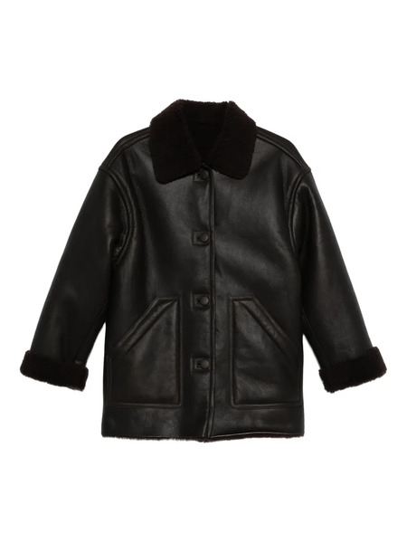  Sandro Leather Short Coat - Black 