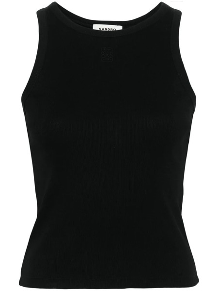  Sandro Logo-embroidered Ribbed Tank Top - Black 
