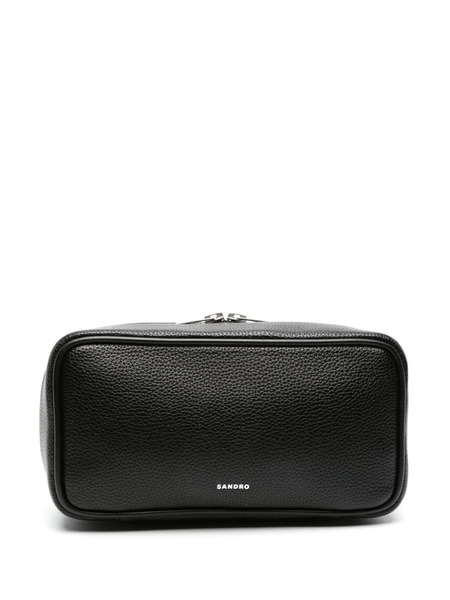  Sandro Logo-print Leather Wash Bag - Black 