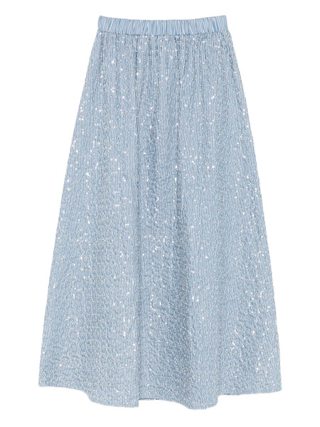  Sandro Maxi Striped-pattern Embellished Skirt - Blue 
