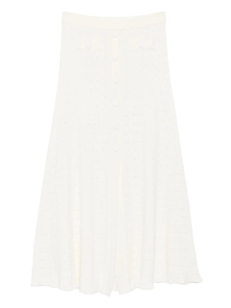  Sandro Midi Button-front Flared Skirt - White 