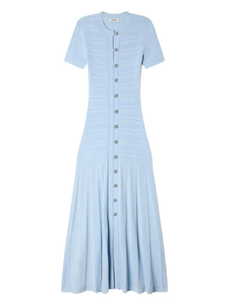  Sandro Midi Buttoned Knitted Dress - Blue 