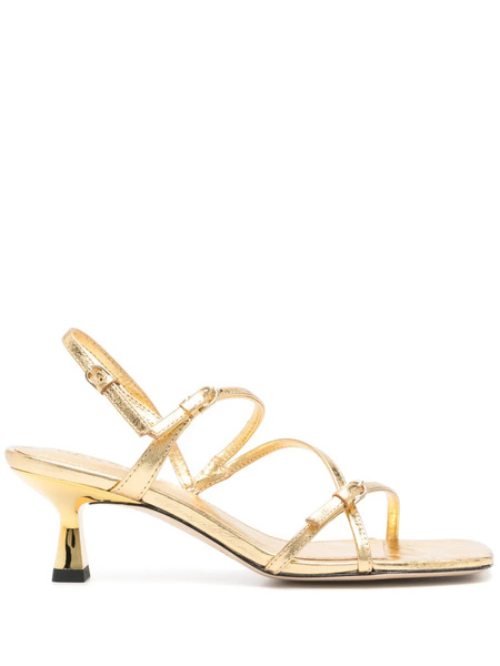  Sandro 65mm Leather Sandals - Gold 