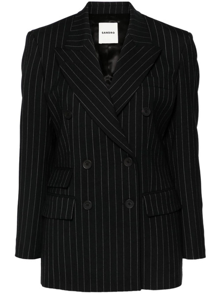  Sandro Pinstriped Double-breasted Blazer - Black 