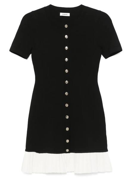  Sandro Pleated Mini Dress - Black 