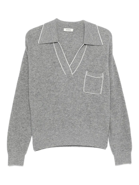  Sandro Polo-collar Patch-pocket Sweater - Grey 