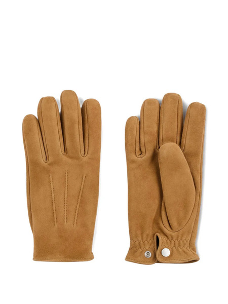  Sandro Press-stud Suede Gloves - Brown 