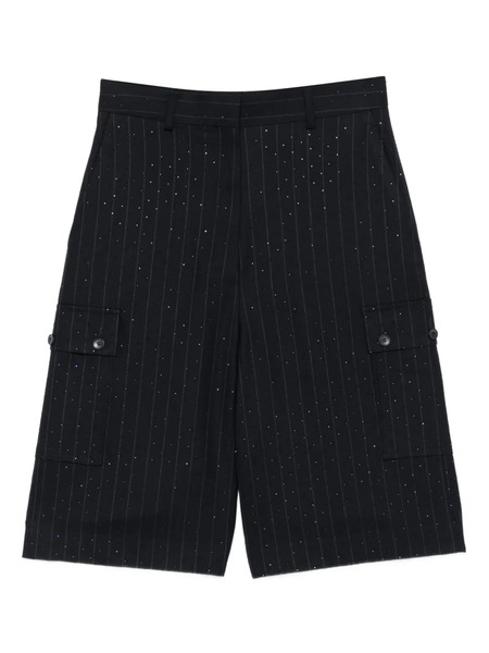  Sandro Rhinestone Pinstriped Tailored Shorts - Blue 