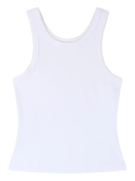  Sandro Ribbed Beaded Top - White 