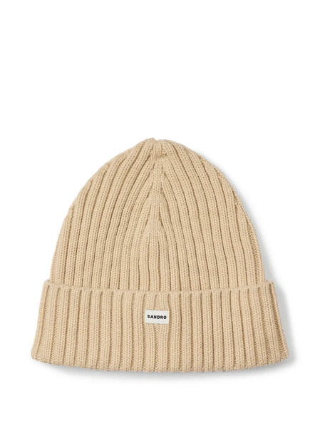  Sandro Ribbed Beanie Hat - Neutrals 
