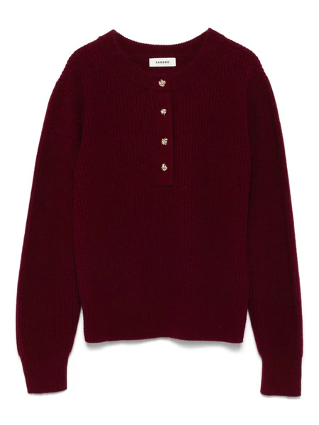  Sandro Ribbed Button-embellished Sweater - Red 